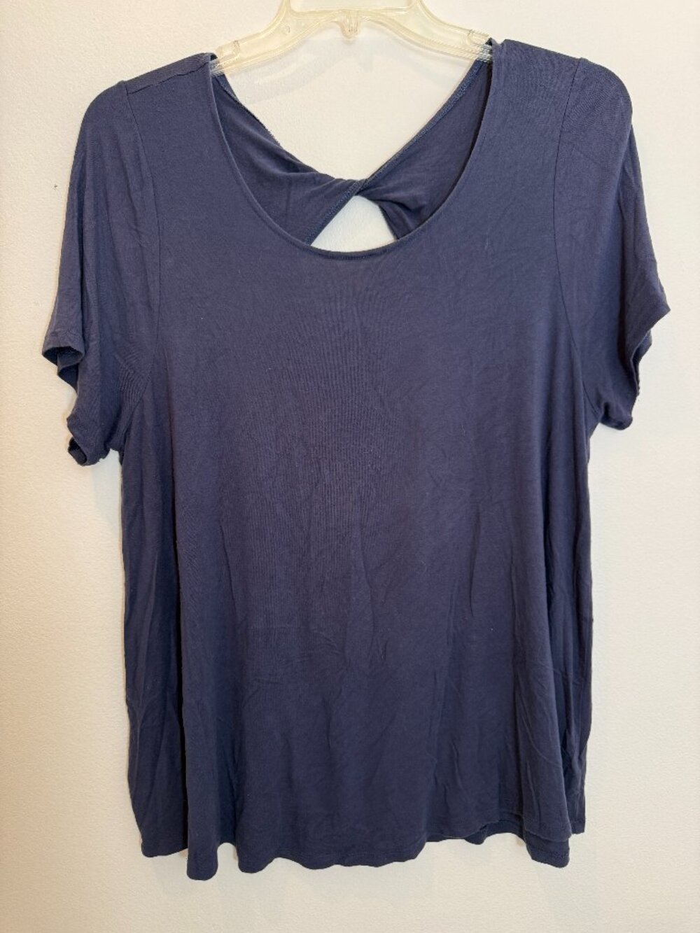 Lane Bryant Blouse Womens 18 20 Plus Size Top Blue Soft Tunic Open at Back Twist